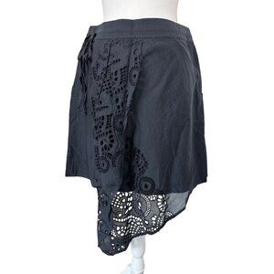 Asymmetrical Black Skirt With Eyelet Lace By Leifnotes Anthropologie Size 8